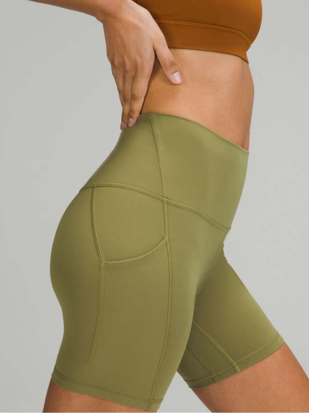 Lululemon Align bike shorts in Bronze Green